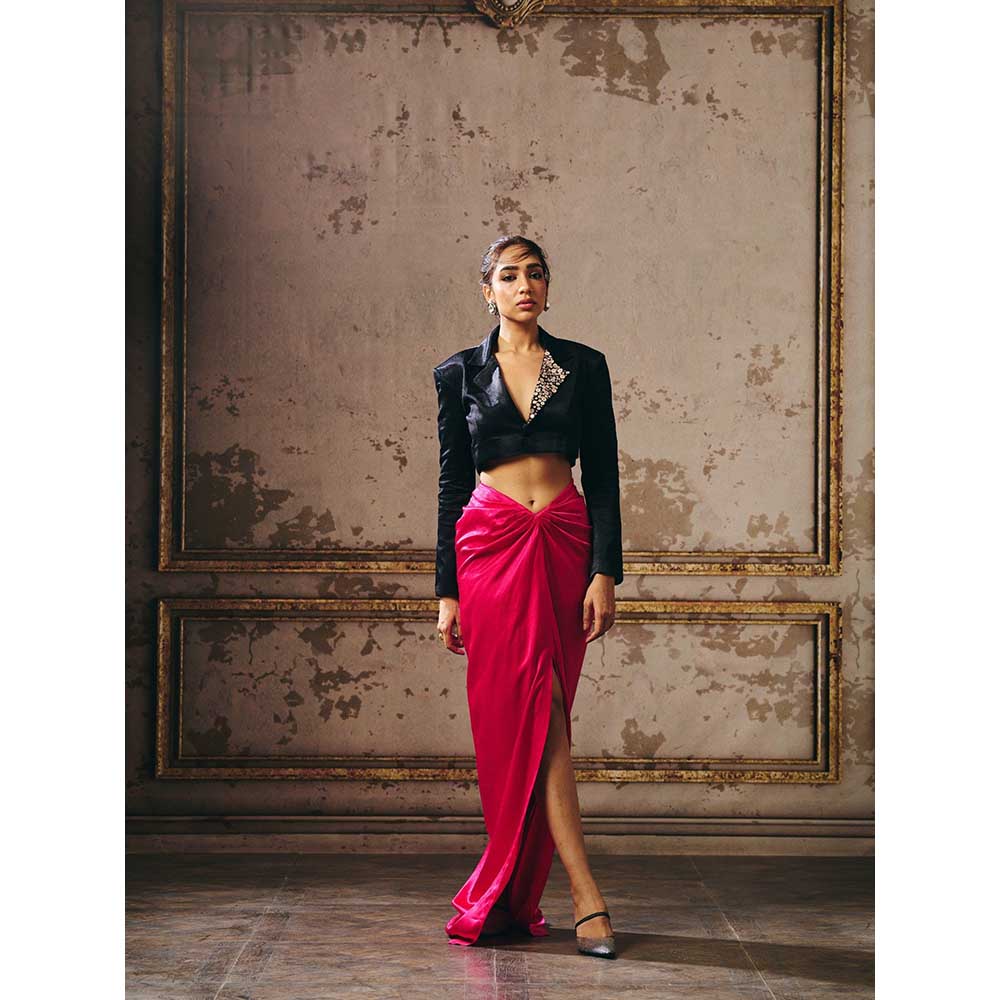 Masumi Mewawalla Hot Pink Skirt with Jacket (Set of 2)