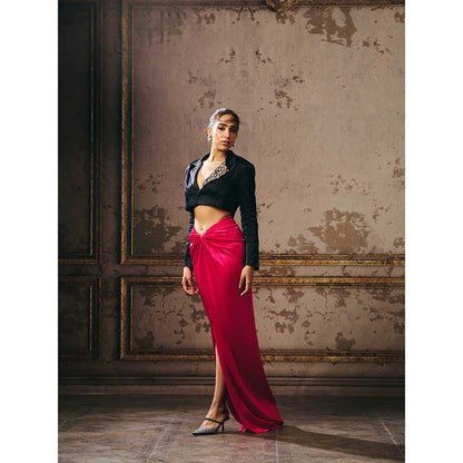 Masumi Mewawalla Hot Pink Skirt with Jacket (Set of 2)