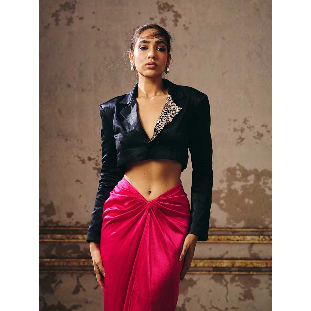 Masumi Mewawalla Hot Pink Skirt with Jacket (Set of 2)