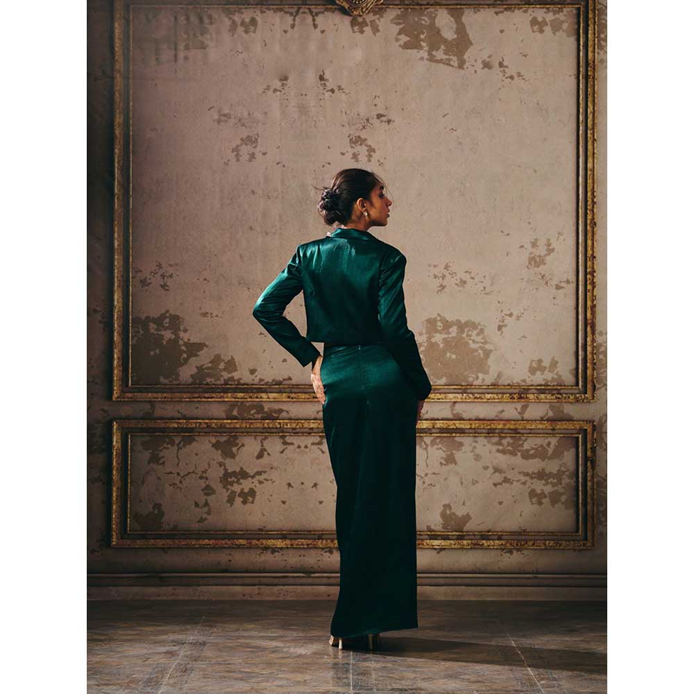 Masumi Mewawalla Dark Green Skirt with Jacket (Set of 2)