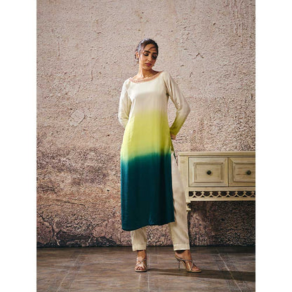 Masumi Mewawalla Beige Ombre Kurta with Pant (Set of 2)