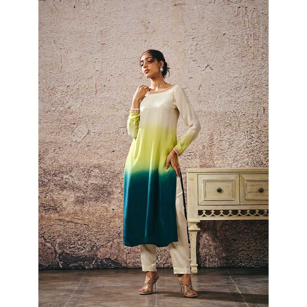 Masumi Mewawalla Beige Ombre Kurta with Pant (Set of 2)