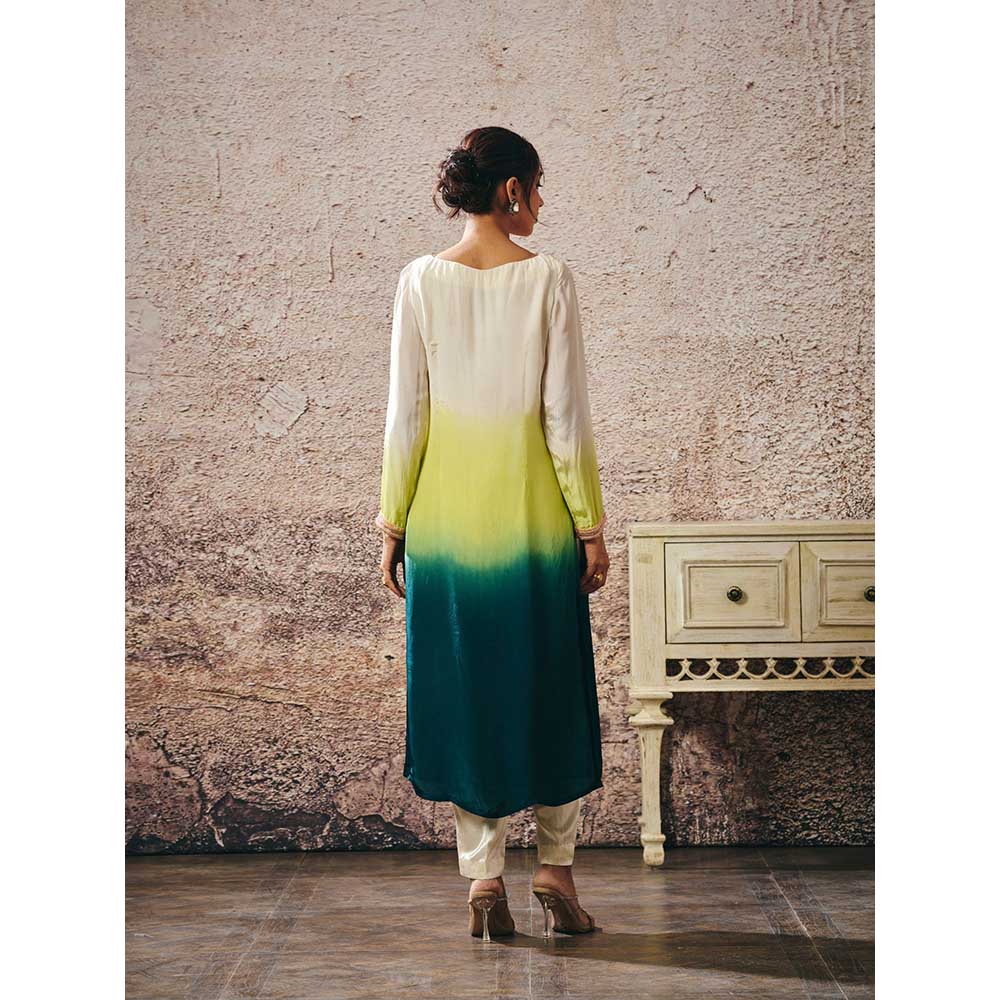 Masumi Mewawalla Beige Ombre Kurta with Pant (Set of 2)