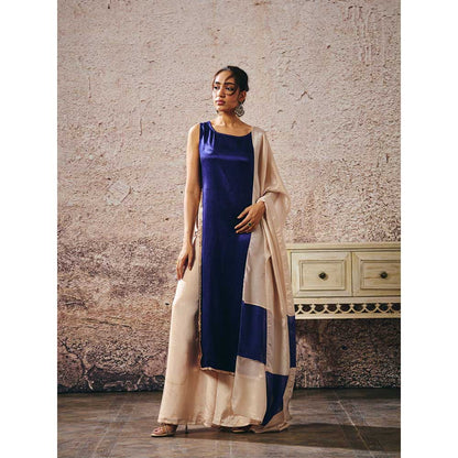 Masumi Mewawalla Blue Tissue Kurta with Palazzo and Dupatta (Set of 3)