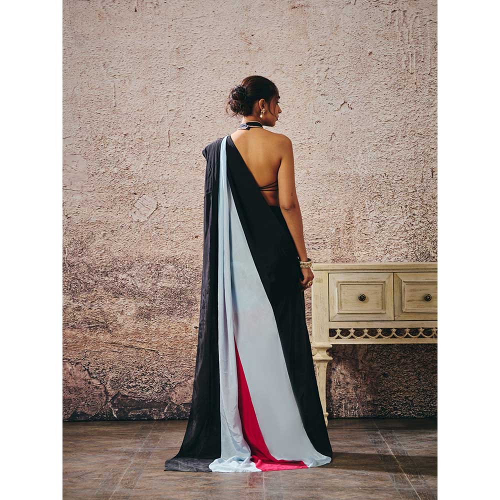 Masumi Mewawalla Multi-Colour Pre-Draped Colour Block Saree with Stitched Blouse