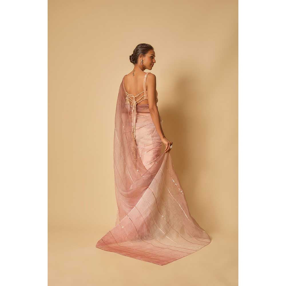 Masumi Mewawalla Tissue Embroidered Pre Draped Saree and Stitched Blouse