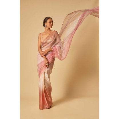 Masumi Mewawalla Tissue Embroidered Pre Draped Saree and Stitched Blouse