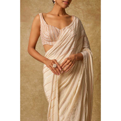 Masumi Mewawalla Off White Embroidered Pre Draped Saree and Stitched Blouse
