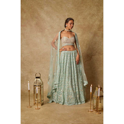 Masumi Mewawalla Embroidered Lehenga with Stitched Blouse and Dupatta (Set of 3)
