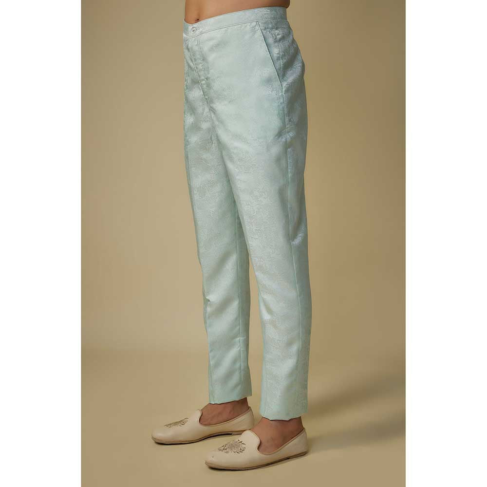 Masumi Mewawalla Mint Blue Embroidered Jacket with Kurta and Pant (Set of 3)