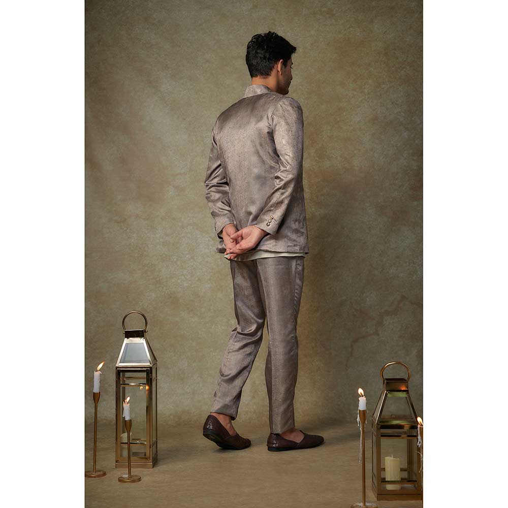 Masumi Mewawalla Grey Embroidered Jacket with Kurta and Pant (Set of 3)