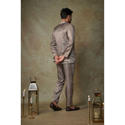 Masumi Mewawalla Grey Embroidered Jacket with Kurta and Pant (Set of 3)