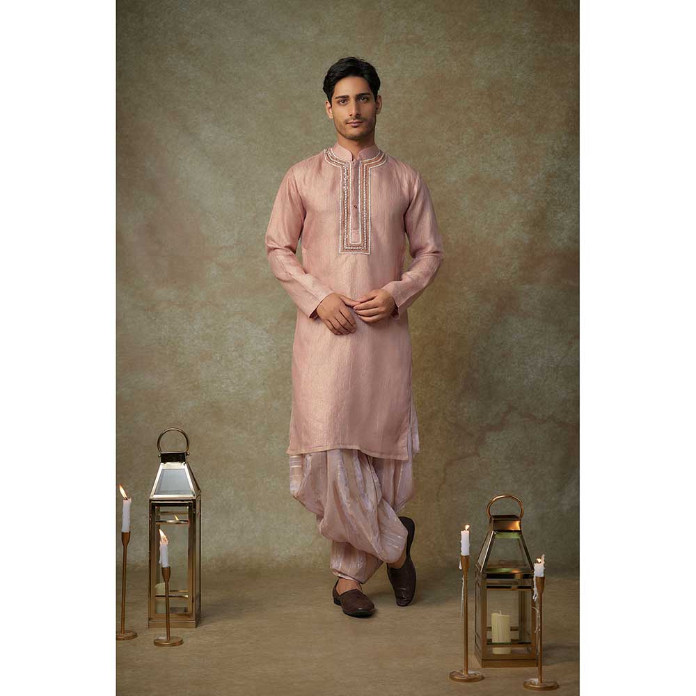 Masumi Mewawalla Pink Embroidered Kurta with Dhoti (Set of 2)