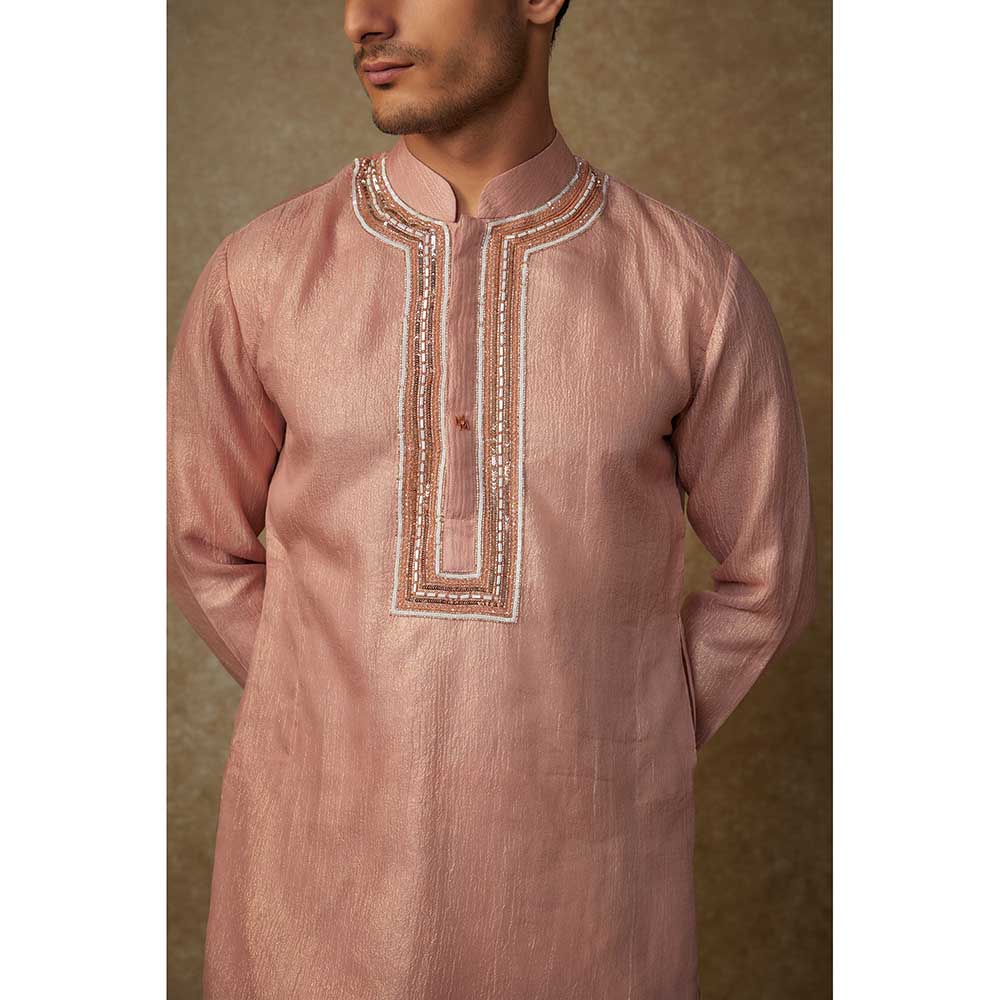 Masumi Mewawalla Pink Embroidered Kurta with Dhoti (Set of 2)