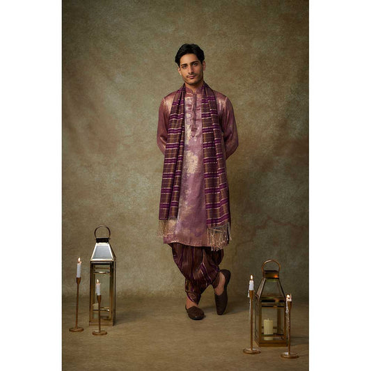 Masumi Mewawalla Wine Solid Kurta with Dhoti and Dupatta (Set of 3)