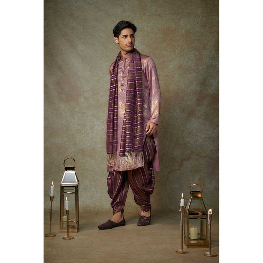 Masumi Mewawalla Wine Solid Kurta with Dhoti and Dupatta (Set of 3)