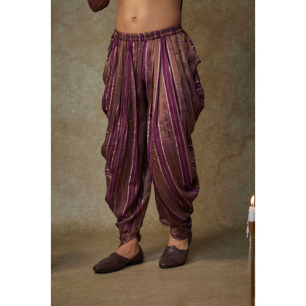 Masumi Mewawalla Wine Solid Kurta with Dhoti and Dupatta (Set of 3)