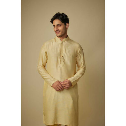 Masumi Mewawalla Yellow Solid Kurta and Printed Dhoti (Set of 2)