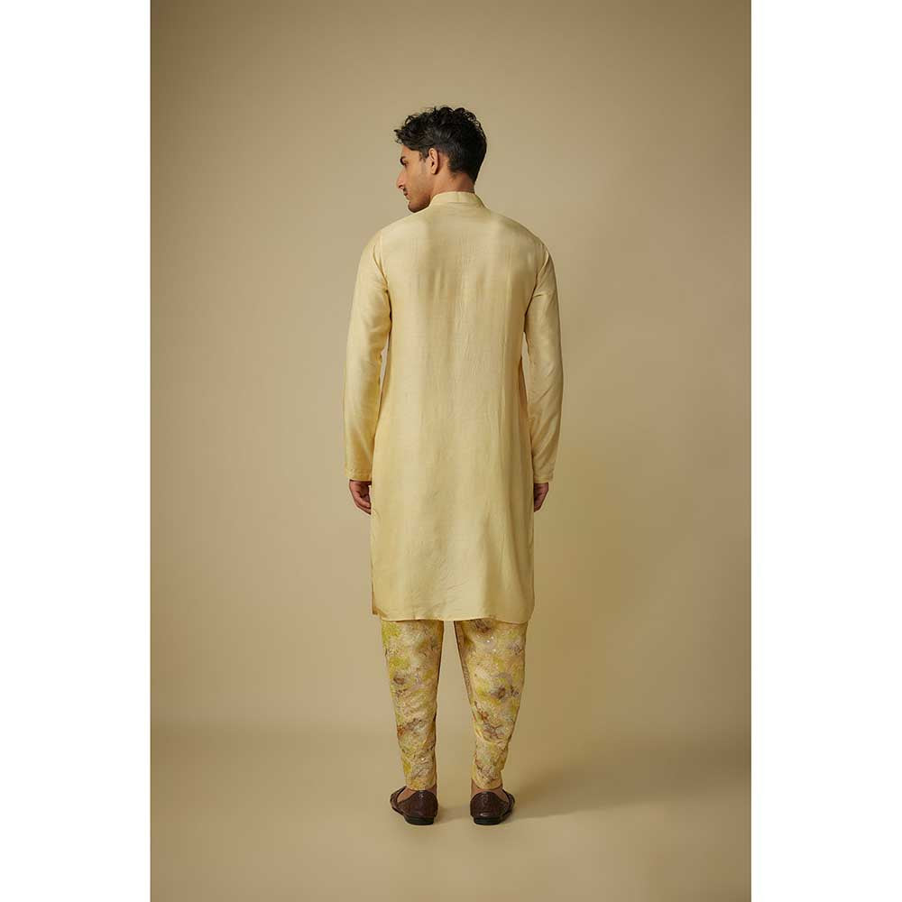 Masumi Mewawalla Yellow Solid Kurta and Printed Dhoti (Set of 2)