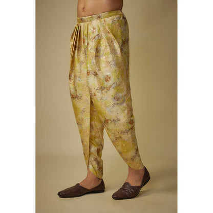 Masumi Mewawalla Yellow Solid Kurta and Printed Dhoti (Set of 2)