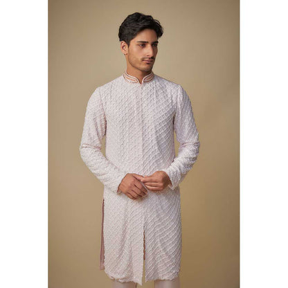 Masumi Mewawalla Baby Pink Embroidered Kurta with Pant (Set of 2)