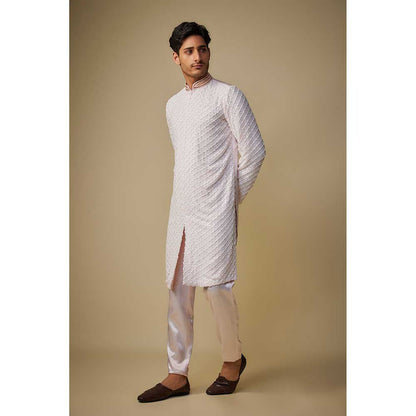 Masumi Mewawalla Baby Pink Embroidered Kurta with Pant (Set of 2)