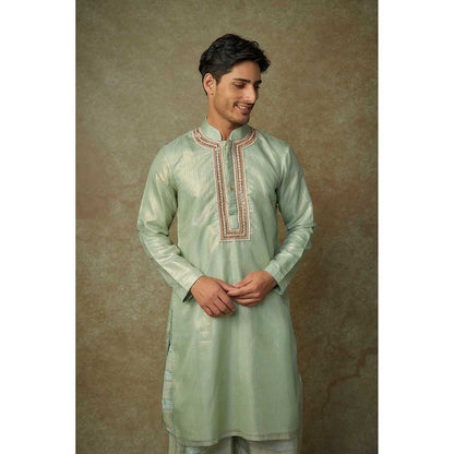 Masumi Mewawalla Sage Green Embroidered Kurta (Set of 2)