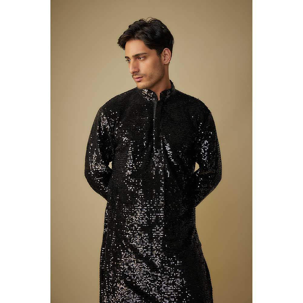 Masumi Mewawalla Black Sequence Kurta (Set of 2)