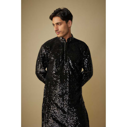 Masumi Mewawalla Black Sequence Kurta (Set of 2)