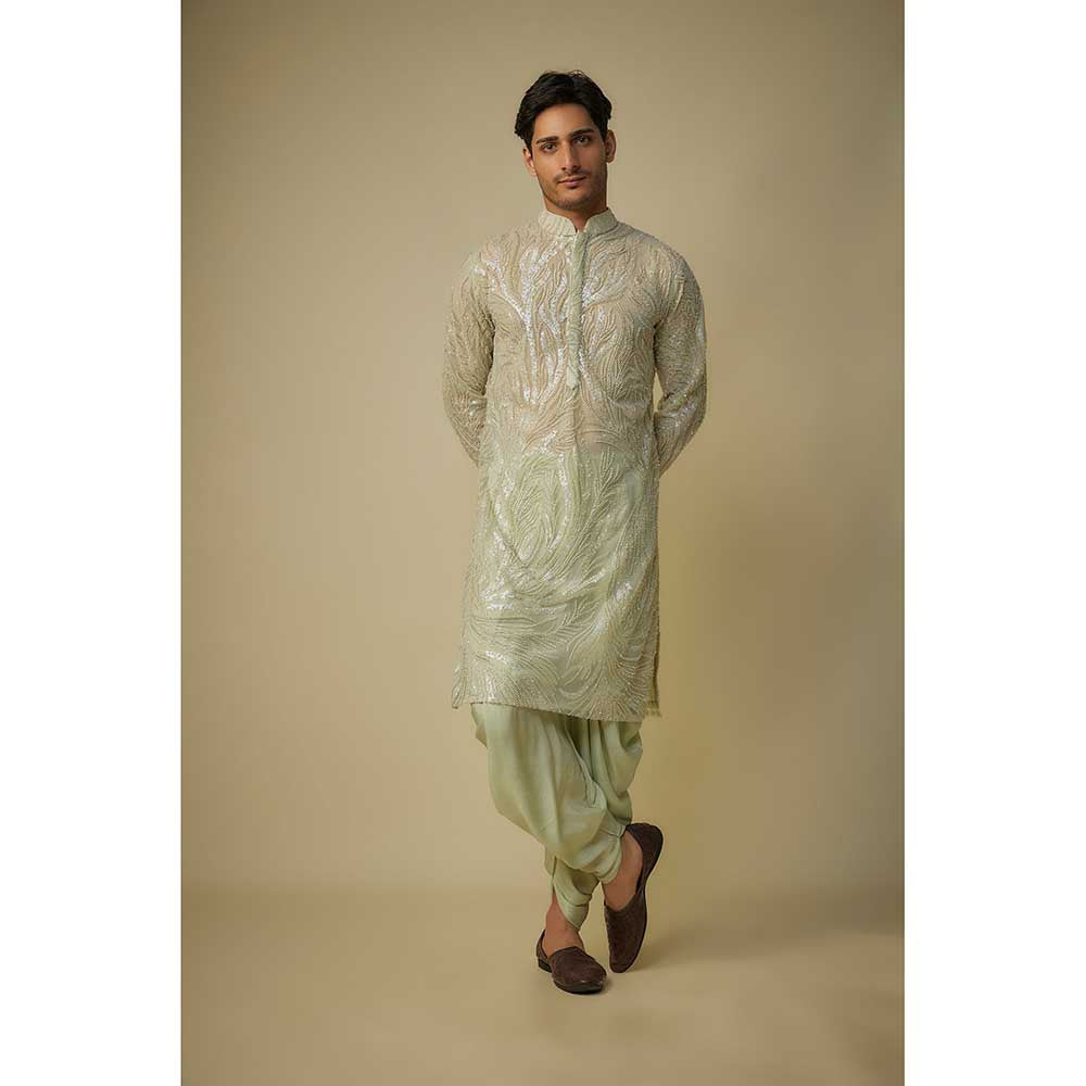 Masumi Mewawalla Sage Green Embroidered Kurta and Dhoti (Set of 2)