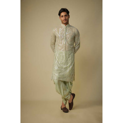 Masumi Mewawalla Sage Green Embroidered Kurta and Dhoti (Set of 2)