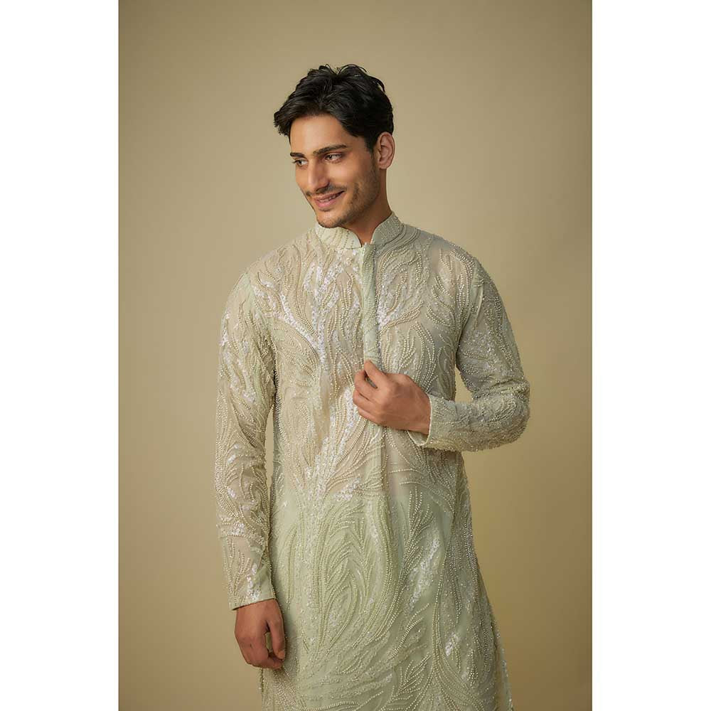 Masumi Mewawalla Sage Green Embroidered Kurta and Dhoti (Set of 2)