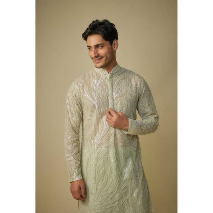 Masumi Mewawalla Sage Green Embroidered Kurta and Dhoti (Set of 2)