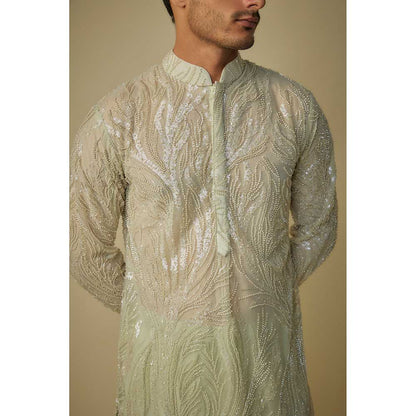 Masumi Mewawalla Sage Green Embroidered Kurta and Dhoti (Set of 2)