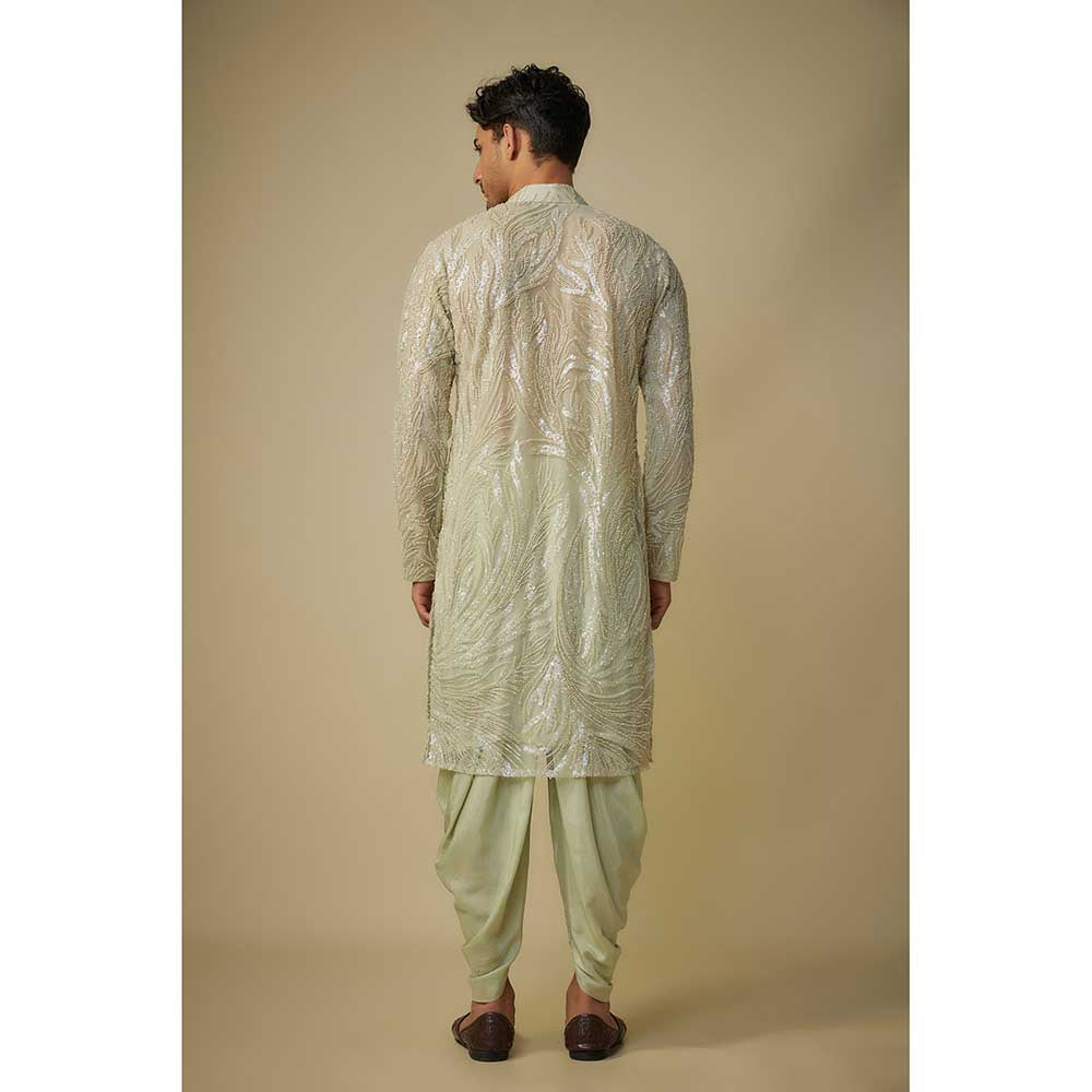 Masumi Mewawalla Sage Green Embroidered Kurta and Dhoti (Set of 2)