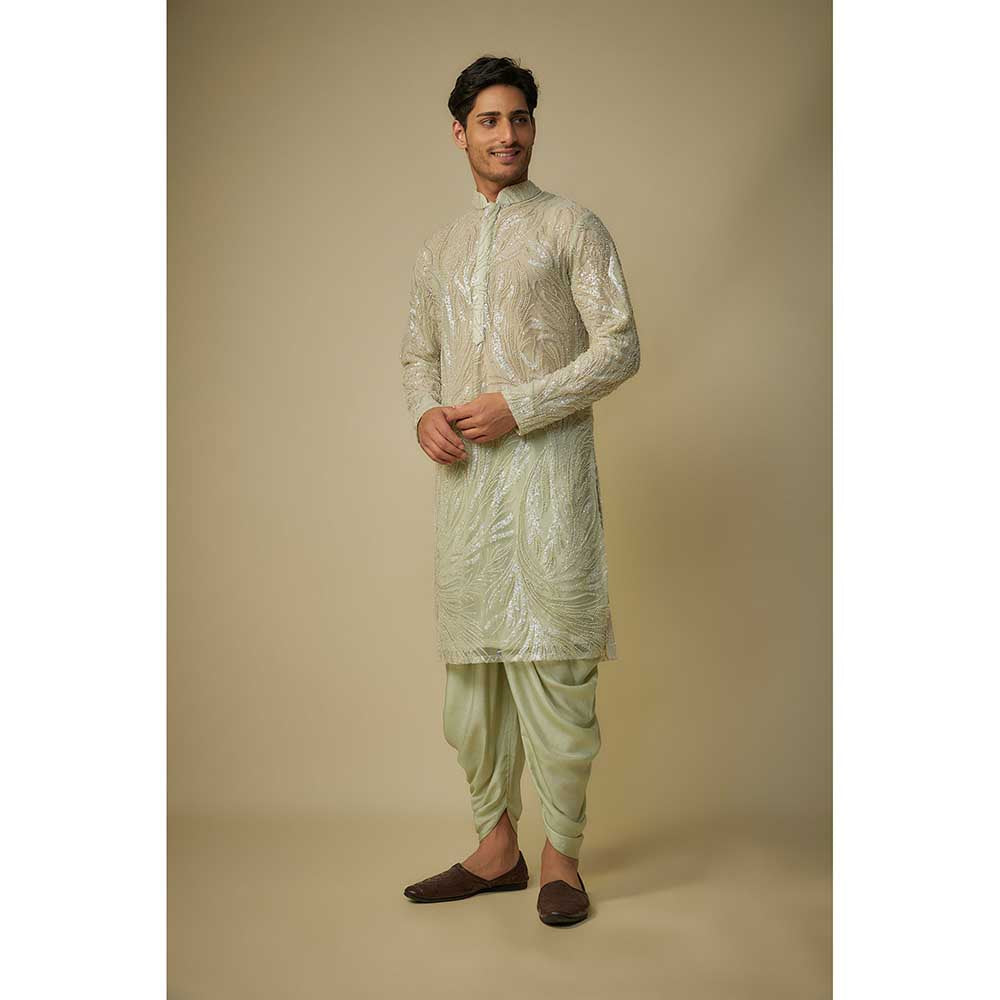 Masumi Mewawalla Sage Green Embroidered Kurta and Dhoti (Set of 2)
