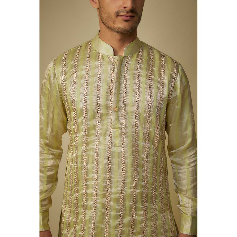 Masumi Mewawalla Yellow Embroidered Kurta with Dhoti (Set of 2)