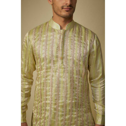 Masumi Mewawalla Yellow Embroidered Kurta with Dhoti (Set of 2)