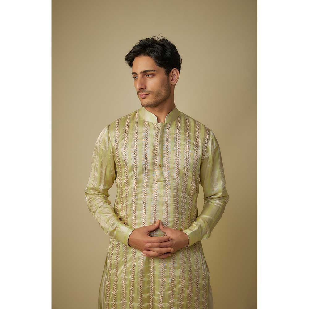 Masumi Mewawalla Yellow Embroidered Kurta with Dhoti (Set of 2)