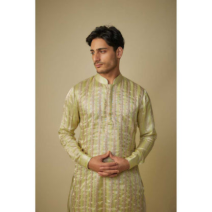 Masumi Mewawalla Yellow Embroidered Kurta with Dhoti (Set of 2)