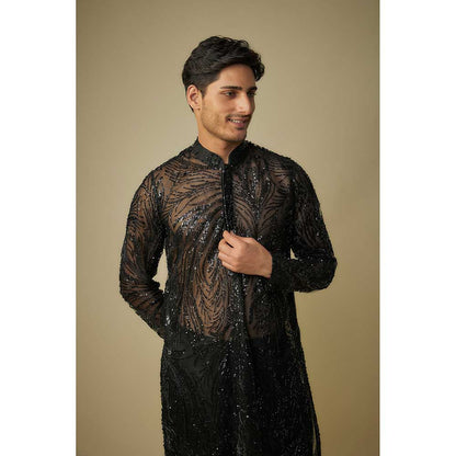 Masumi Mewawalla Black Embroidered Kurta and Pant (Set of 2)