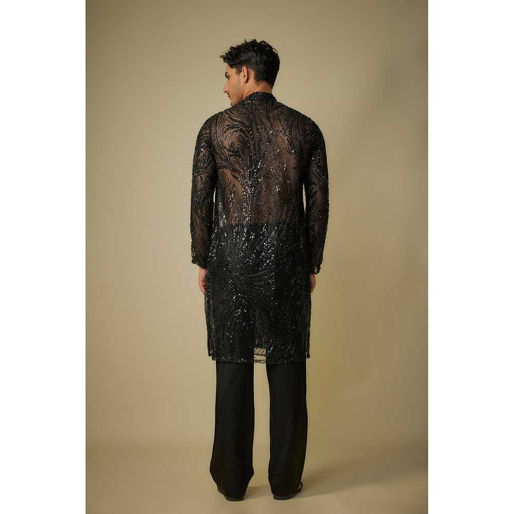 Masumi Mewawalla Black Embroidered Kurta and Pant (Set of 2)