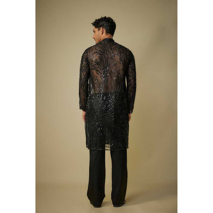 Masumi Mewawalla Black Embroidered Kurta and Pant (Set of 2)