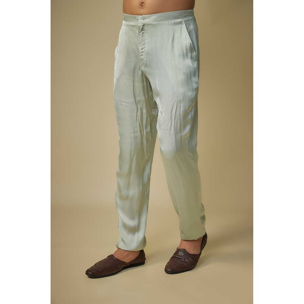 Masumi Mewawalla Sage Green Embroidered Bundi with Kurta and Pant (Set of 3)