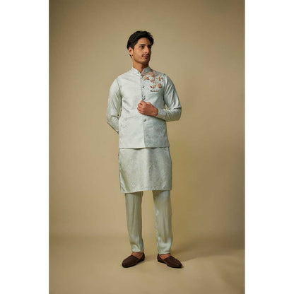 Masumi Mewawalla Sage Green Embroidered Bundi with Kurta and Pant (Set of 3)