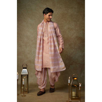 Masumi Mewawalla Pink Embroidered Kurta with Dupatta and Dhoti (Set of 3)