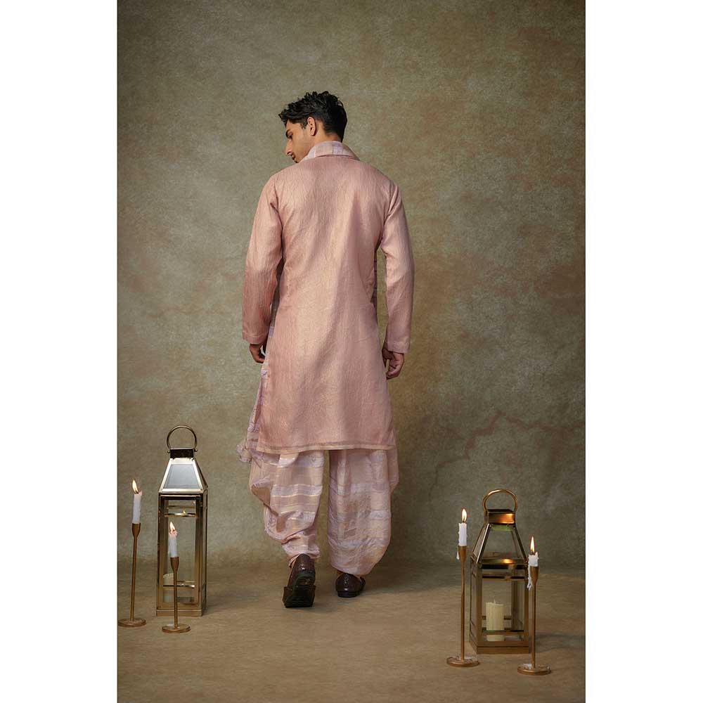 Masumi Mewawalla Pink Embroidered Kurta with Dupatta and Dhoti (Set of 3)