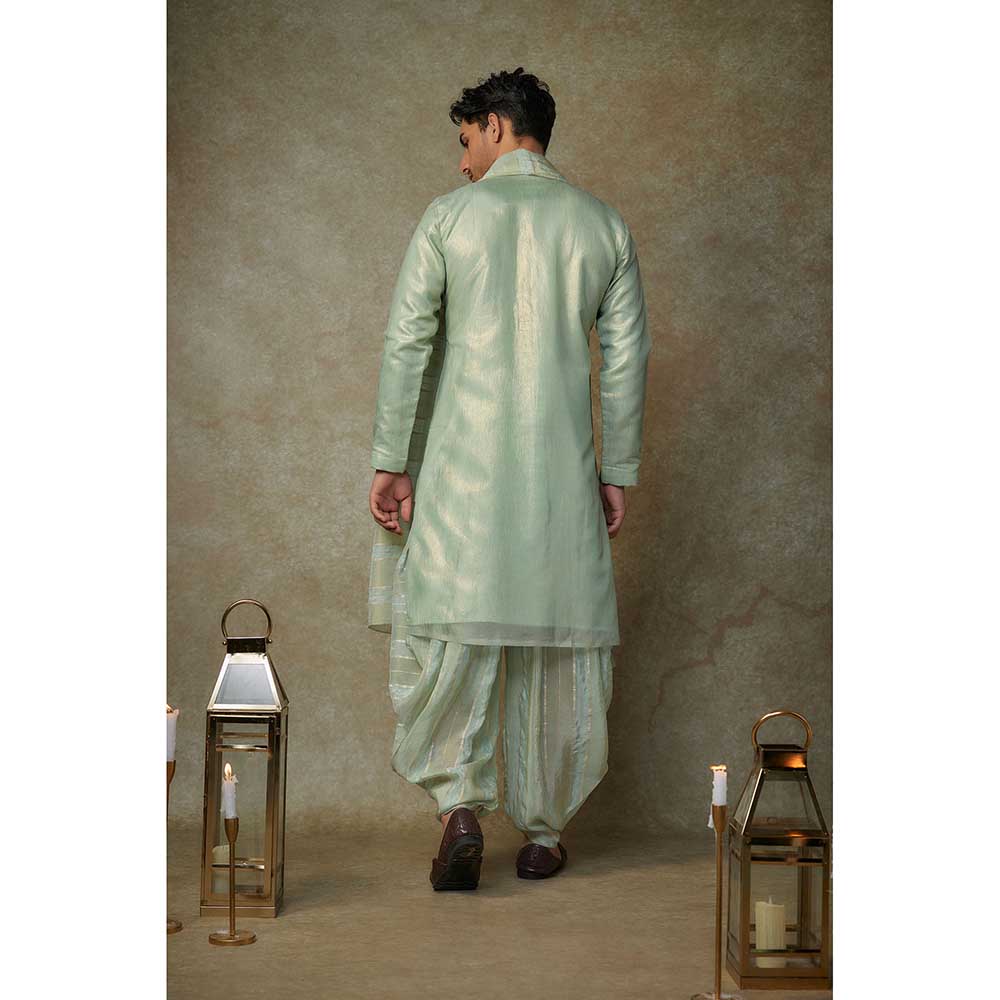 Masumi Mewawalla Sage Green Embroidered Kurta with Dupatta and Dhoti (Set of 3)