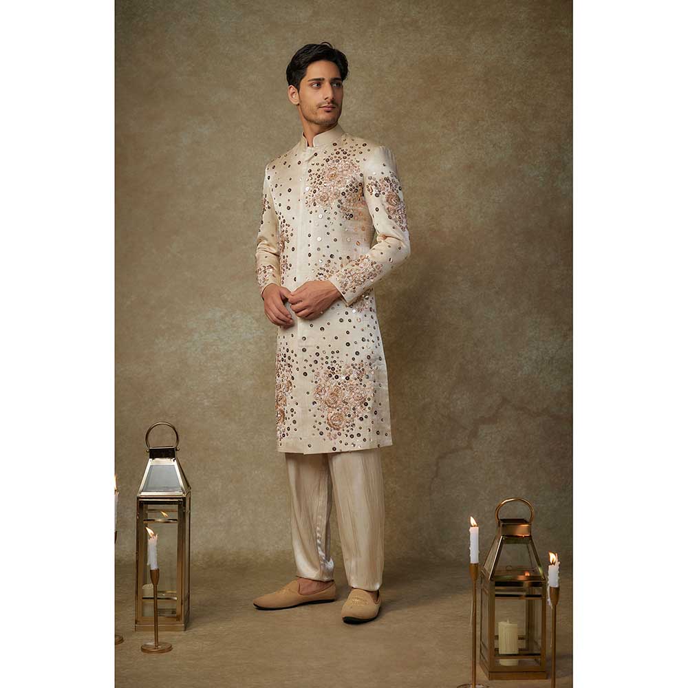 Masumi Mewawalla Beige Embroidered Sherwani with Pant (Set of 2)