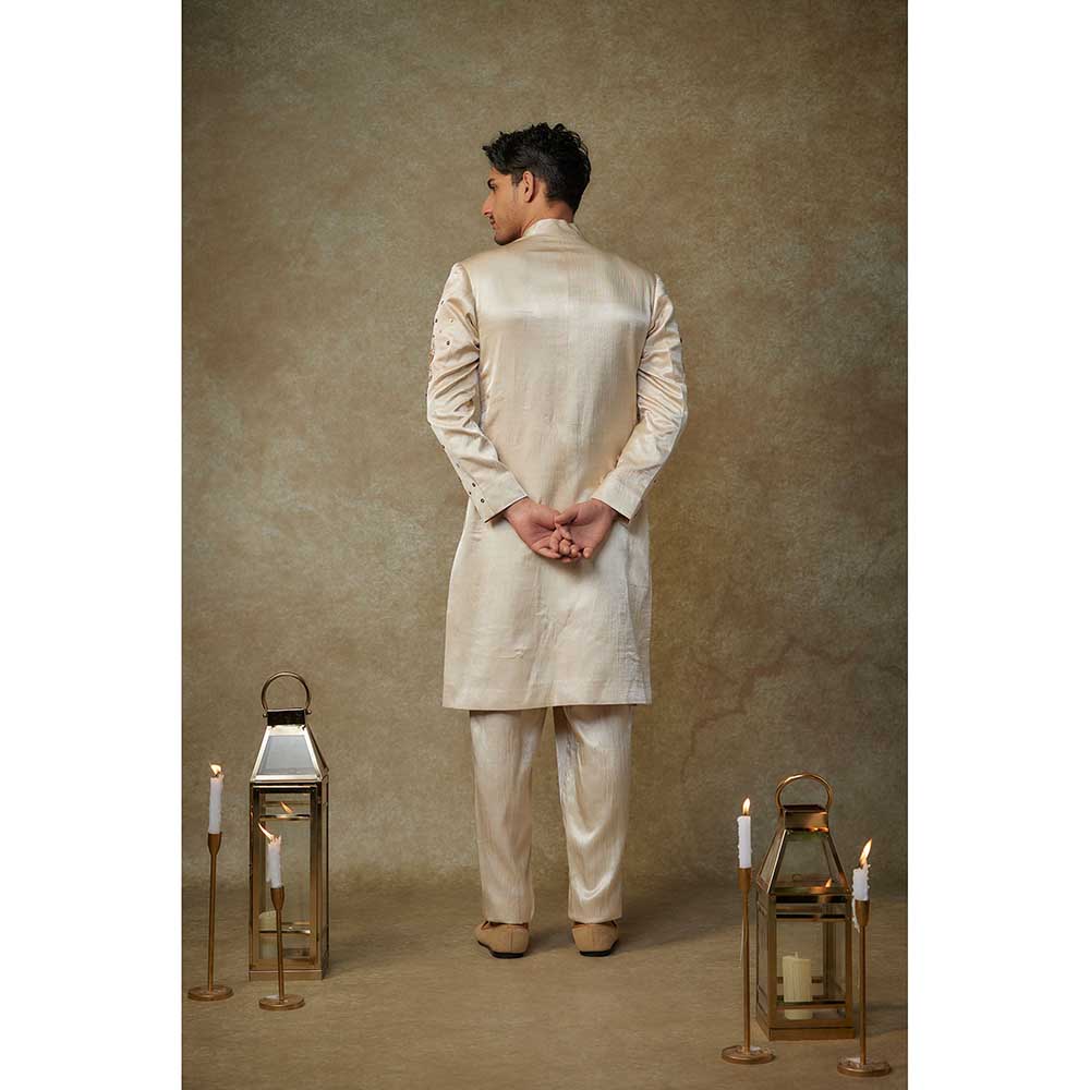 Masumi Mewawalla Beige Embroidered Sherwani with Pant (Set of 2)
